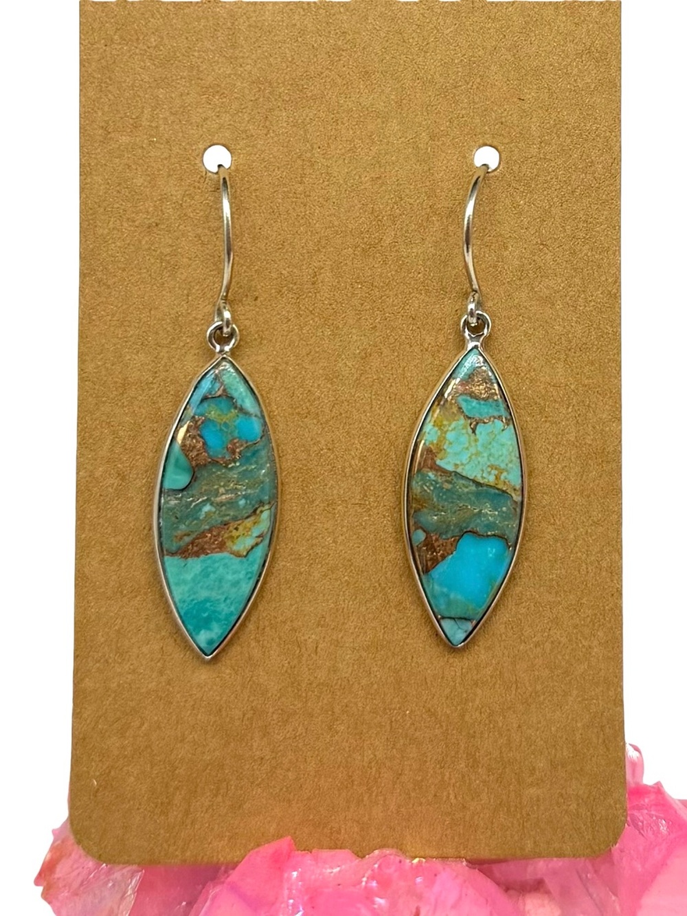 Kingman Copper Turquoise Earrings 925 Silver Plated